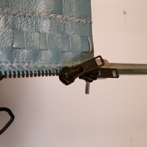 LEATHER Jacket Metalic Blue -Roaman's 16 NWT - Picture 8 of 11